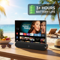 Téléviseur intelligent Android portable de 24 pouces avec batterie intégrée, 3+ heures d'autonomie, DVB-T/S2/ISDB-T/ATSC, téléviseur intelligent d'extérieur pour le camping, la cuisine et la chambre