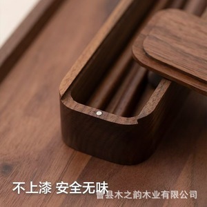 Juego de Cuchillos y Cucharas de Madera de Nogal con Caja de Almacenamiento Portátil, Forma Rectangular, Color Madera Natural - Product Image 4