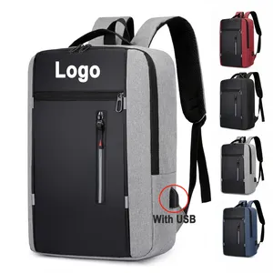 Low MOQ Custom Logo Geometric Laptop Backpack Computer Charging Backpacks Travelling Laptop Backpack With USB Schoolbag