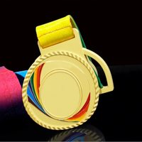 Venta Directa de Fábrica, Medalla Europea Personalizada de Metal Negro Chapada en Oro para Rosa, con Cinta Roja y Blanca, Regalo Promocional con Temática Deportiva