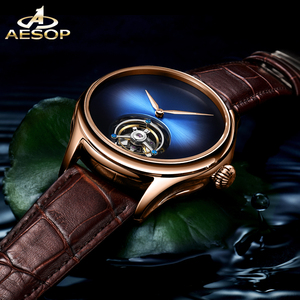 Envío Directo, Reloj AESOP Flying Tourbillon Skeleton para Hombre, Mecánico, Impermeable, de Lujo, de Acero Inoxidable, Modelo 7009 - Product Image 2