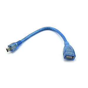 Adaptador Mini USB a USB Hembra, Cable Blindado Transparente Azul de 0.3m para Audio de Auto - Product Image 1