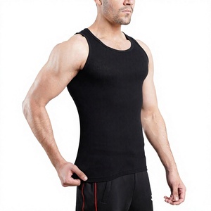 <b>Men's</b> <b>White</b> Ribbed Cotton <b>Tank</b> <b>Top</b> O-Neck Casual Breathable Knitted Solid Style - Product Image 4