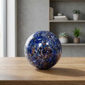 Spiritual Elementz Lapis Lazuli Agate <b>Crystal</b> <b>Sphere</b> Orgonite Ball Energy Generator Healing Chakra Gemstone Environmentally - Product Image 3