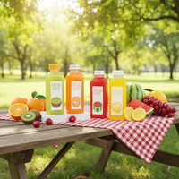 1000ml 12oz PET fles voor thee, fruitsap, met anti-diefstal dop, voedselveilig, transparant, zeefdruk, aangepast etiket, OEM dranken