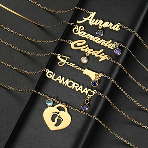 Collier personnalisé Shunquan en acier inoxydable avec chaîne en bambou et numéro, plaqué or 18 carats sous vide, pendentif mode avec gemme pour anniversaire - Product Image 1