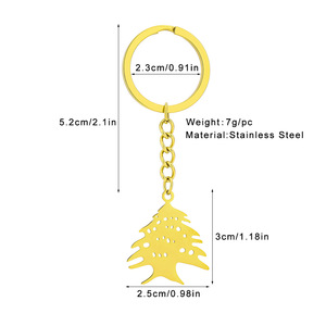 Fabricant Plaqué Or 18K Drapeau du Liban Inspiration Porte-clés Charme Acier Inoxydable Émail Carte Libanaise Pendentif Porte-clés - Product Image 3