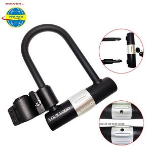 Serrure de moto en forme de <span class=keywords><strong>U</strong></span> robuste Serrure de vélo en forme de D de sécurité <span class=keywords><strong>antivol</strong></span> avec <span class=keywords><strong>support</strong></span> à dégagement rapide, 2 clés - Product Image 1