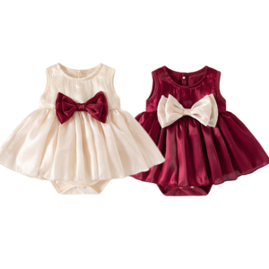 Combinaison bébé sans manches en coton 100% style coréen, couleur unie, col rond, personnalisable - Product Image 1