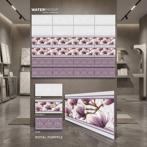 กระเบื้องเซรามิกเคลือบเงาขนาด300X600มม. 30x60ซม. ดีไซน์ดอกไม้สีม่วงเข้มขนาด12X24มม. สำหรับตกแต่งภายในห้องน้ำ - Product Image 1