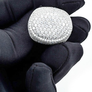 GRA Hip Hop buzlu Out Bling 925 ayar gümüş Pass elmas Tester VVS Moissanite küme Signet küp yüzük erkekler için - Product Image 3