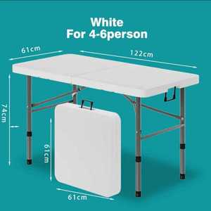 Tavolo pieghevole portatile e compatto da 120cm bianco per 4-6 persone per uso interno ed esterno nel cortile della cucina o in ospedale - Product Image 1