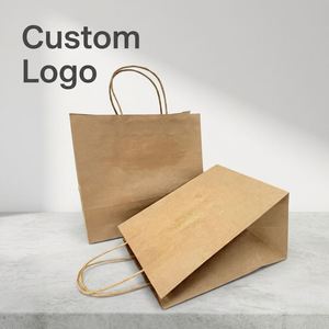 Sacs de shopping en papier kraft brun écologiques et recyclables avec poignées en papier, personnalisables avec logo, pour l'emballage de vêtements et d'épicerie en détail - Product Image 3