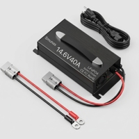 Chargeur de batterie LiFePO4 12V 40A AC-DC avec connecteurs, écran LED et protections complètes, certifié CE, pour camping-car, remorque, voiturette de golf, hors réseau