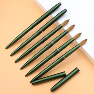Yalixin Custom Logo Green Metal Handle 100% Sable Kolinsky <b>Round</b> Head Green Ferrule Acrylic Nail <b>Brush</b> for Acrylic Powder - Product Image 4