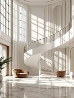 Escalier en spirale transparent, marches en verre feuilleté de sécurité, escalier courbé cristallin