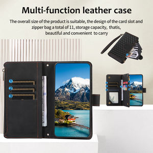 Fundas de teléfono móvil con billetera de cuero PU de lujo para Xiaomi Redmi Note 14 <span class=keywords><strong>Pro</strong></span> Plus 5G 15C 14C A5 A3 cremallera 9 tarjeteros contraportada - Product Image 4