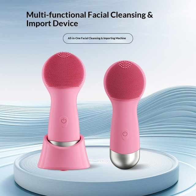 Electric Silicone Facial Cleanser Deep Cleansing Pores & Blackheads, 5-Speed Vibration Face Wash Brush, Makeup Remover Tool