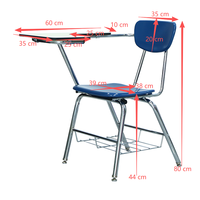 Chaises d'école en plastique rigide, mobilier scolaire, chaise de formation, chaises d'étudiant de classe avec tablette d'écriture