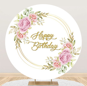 Motif géométrique simple laisse <span class=keywords><strong>des</strong></span> <span class=keywords><strong>fleurs</strong></span> <span class=keywords><strong>joyeux</strong></span> <span class=keywords><strong>anniversaire</strong></span> fond rond tissu commerce extérieur nouvelle photographie photo - Product Image 6