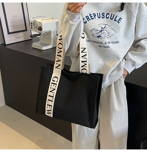 Borsa da spiaggia personalizzata di grande capacità con manico in cotone con Logo personalizzato borsa di tela da donna per Shopping da viaggio - Product Image 6