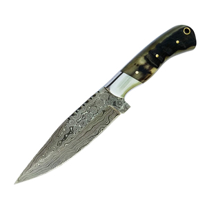 Couteau de chasse et de camping plein air à lame pleine, manche ergonomique en bois, acier Damas de haute qualité, lame fixe, OEM - Product Image 1