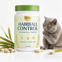 Complément Naturel Anti-Boules de Poils pour Chats – Formule Triple Fibres d'Orge et de Psyllium – Comprimés – 100 Unités – Soin Quotidien – OEM