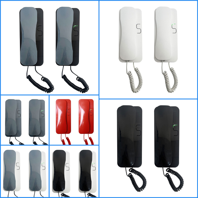 Audio Building Intercom System for Apartment Abs Material Fashion Gloss Red Black Grey Color 2-Wire Interphone Door Phones