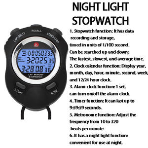 Chronomètre numérique classique portable avec lumière nocturne, 30 mémoires, chronomètre numérique pour la natation, la course à pied, les entraîneurs sportifs - Product Image 4