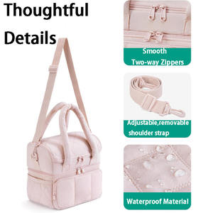 Nouvelle boîte à lunch isolée Double couche pour femmes <span class=keywords><strong>sac</strong></span> fourre-tout à lunch matelassé <span class=keywords><strong>sac</strong></span> de pique-nique réutilisable Durable étanche - Product Image 5