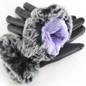 Warm Winter Eco-Friendly <b>Fur</b> Lined Leather <b>Gloves</b> Cold Weather Fashion Outdoor Wrist Length Casual Party Use - Product Image 4
