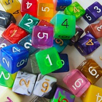 Dés à jouer de jeu de société en acrylique transparent multicolore gravé, écologique, 16 mm, 7 pièces/sac, coins carrés, Dungeons & Dragons D6