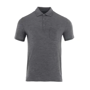 Men 100% Merino Wool Casual Fashion Daily Gray Short Sleeve POLO Shirt