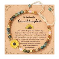 Bracelet pour femme en pierre naturelle turquoise de pin africain de 4 mm avec pendentif tournesol et perles d'espacement dorées