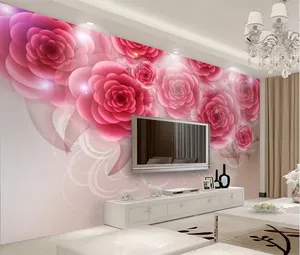 Romantisches Wohnzimmer 3d Tapete rote Rose Blumen tapete selbst klebendes Wandbild