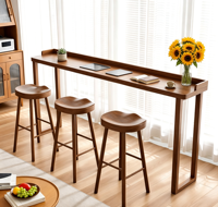 Table de bar en bois massif pour usage domestique, café et bar, pour bord de fenêtre, avec crédence, ensemble table longue et chaises