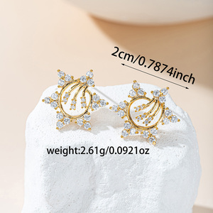 Boucles d'oreilles étoile de la chance en or 18 carats plaqué or, micro-pavé de zircon, bijoux célestes romantiques pour femmes - Product Image 5
