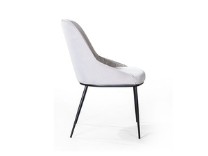 Nuovo design elegante sedia da pranzo imbottita in <span class=keywords><strong>tessuto</strong></span> grigio confortevole con gamba in metallo - Product Image 3
