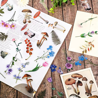Nouveauté 2026 : Autocollants floraux naturels durables pour enfants, pour la création de cartes pliables, la création de lettres, le journal DIY et le scrapbooking