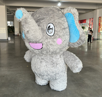 Costume gonflable de mascotte d'éléphant gras gris et bleu pour performance de personnage de dessin animé, idéal pour les accessoires de fête