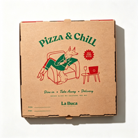 Boîte à pizza en carton ondulé kraft personnalisée, boîte alimentaire jetable pour les pizzerias, livraison à emporter, vente en gros
