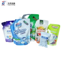 Pochettes souples personnalisées avec bec verseur et poignée, formats 2L, 3L, 5L, pour recharge de lessive liquide