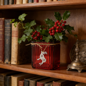 Vase <span class=keywords><strong>en</strong></span> verre côtelé carré personnalisé pour Noël, avec pendentif <span class=keywords><strong>en</strong></span> métal <span class=keywords><strong>en</strong></span> forme <span class=keywords><strong>de</strong></span> renne, pour la décoration <span class=keywords><strong>de</strong></span> la maison et les cadeaux festifs - Product Image 3