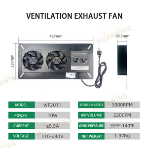 Ventilateur axial mural EC 100-240V 220CFM 3000RPM avec pales en fonte, acier inoxydable, faible bruit, économie d'énergie, télécommande électrique - Product Image 5