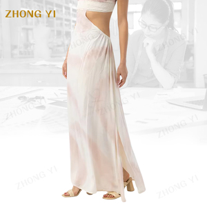 Ropa de marca fabricante personalizado mujer verano corpiño algodón sin tirantes espalda descubierta vendaje Sexy estampado Floral Casual vestidos largos - Product Image 3