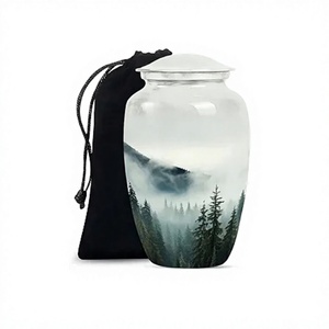 Misty Mountain Forest-Urna de cremación grande Urna de entierro para cenizas humanas adultas, urna para hombre y mujer con bolsa de terciopelo gratis - Product Image 1