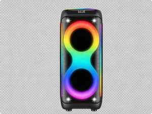 Haut-parleur portable de fête avec double woofer vertical et anneau lumineux RGB en forme de 8 - Product Image 1