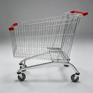 340L Large Capacity Chrome Wire <b>Basket</b> Supermarket Trolley Heavy Duty Silent Swivel Wheel Grocery Retail Store Use Set Kit - Product Image 4