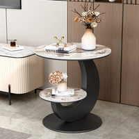 Table d'appoint/de coin double niveau en marbre avec structure en fer, style italien, luxe léger, design moderne et créatif pour salon/salle à manger