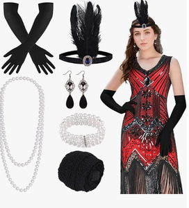 Vestidos Flapper de los años 1920 para mujer, vestido de lentejuelas con flecos <span class=keywords><strong>Gran</strong></span> Gatsby para mujer con accesorios de los años 20, disfraces rugientes de los años 20 - Product Image 6